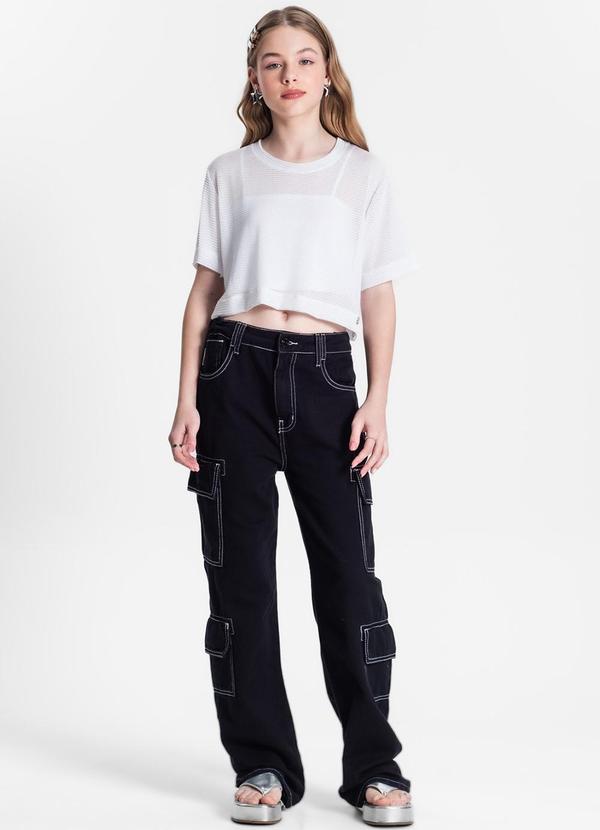 Minty - Blusa Juvenil Feminina com Sobreposição Branco 3