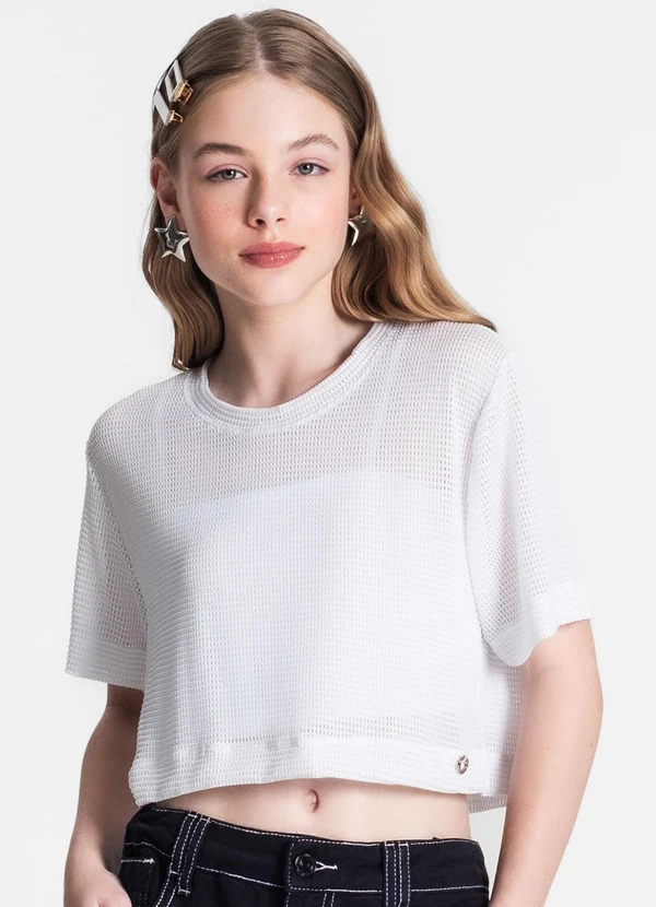 Minty - Blusa Juvenil Feminina com Sobreposição Branco 4