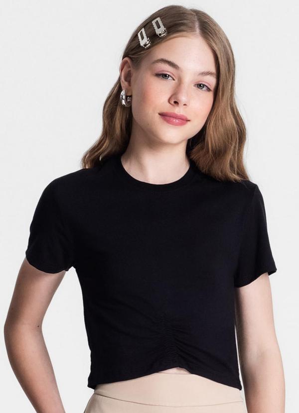 Minty - Blusa Manga Curta Juvenil Feminina Preto