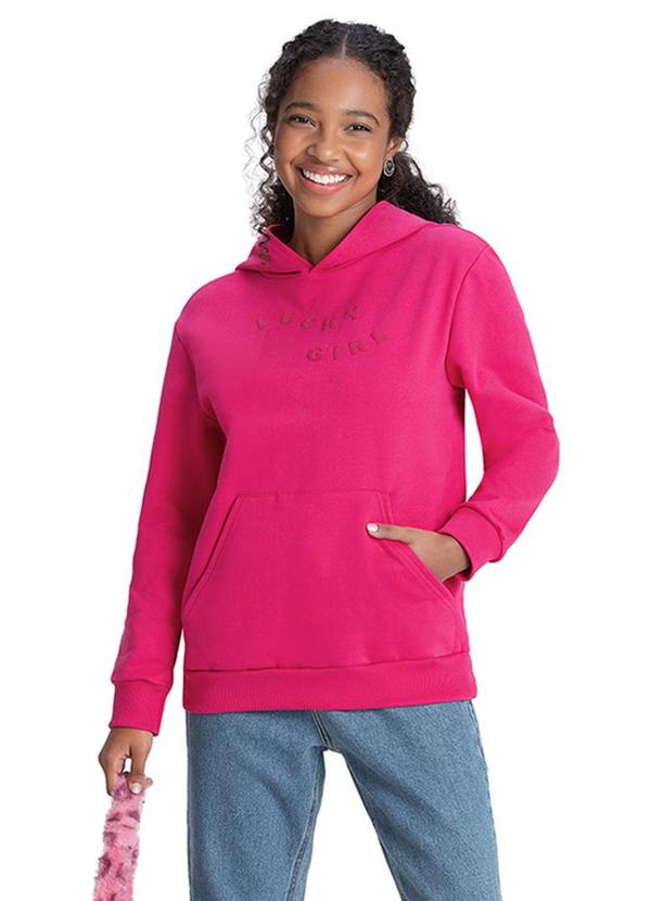 Rezzato - Blusão Moletom Lucky Girl Feminino Rosa 1