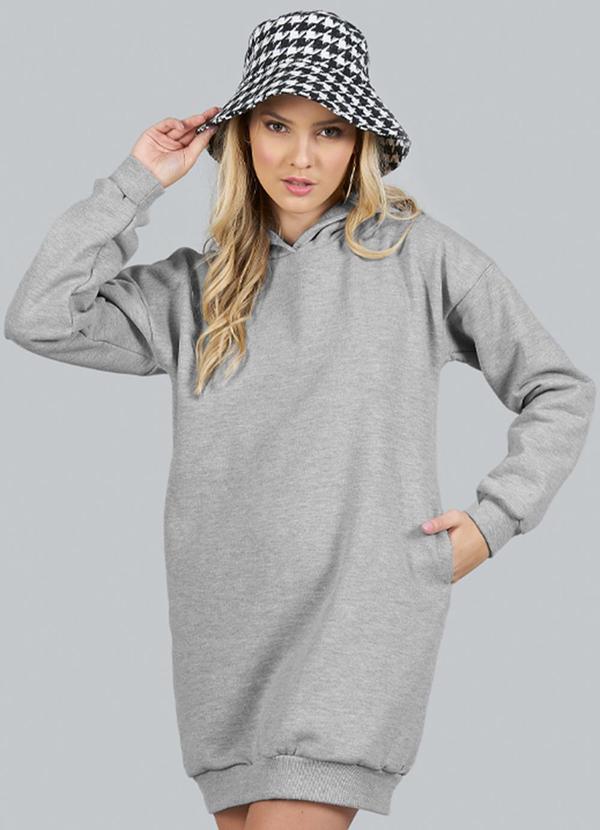 Soft Bonni - Blusão Teen Feminino Moletom Oversized Cinza