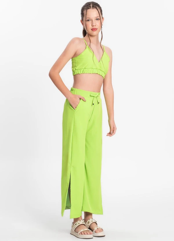 Minty - Calça Juvenil Feminina em Crepe Light Verde 3