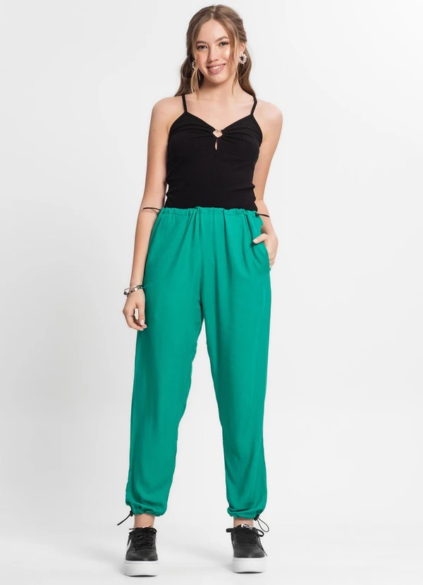 Minty - Calça Juvenil Menina em Sarja Verde 3