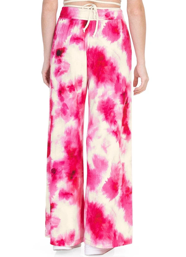 Minty - Calça Juvenil Pantalona em Ribana Canelada Rosa 2