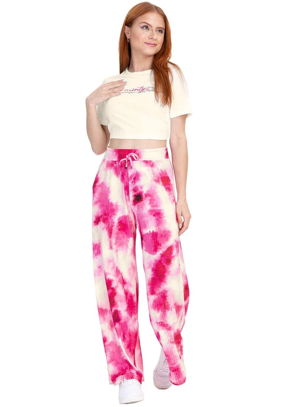 Minty - Calça Juvenil Pantalona em Ribana Canelada Rosa 3