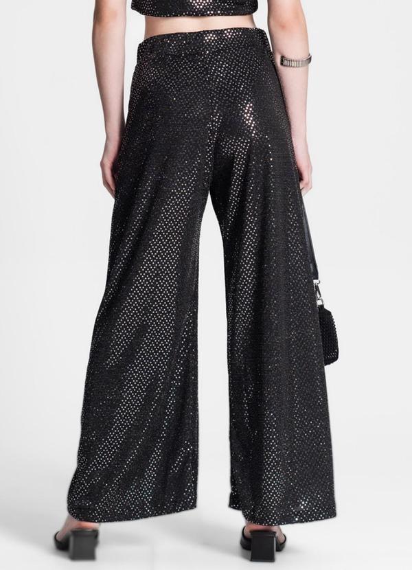 Minty - Calça Juvenil Wide Leg em Lantejoulas Preto 2