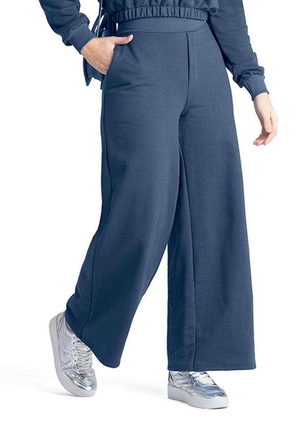 Rezzato - Calça Pantalona Lisa Feminino Azul