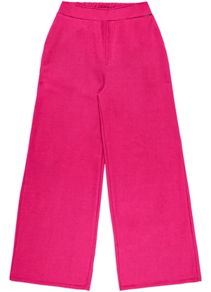 Outlet - Calça Pantalona Lisa Feminino Rosa  - OUTLET