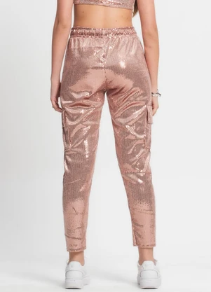 Minty - Calça Reta Juvenil em Paetê Rosa - MINTY