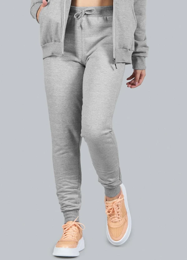 Soft Bonni - Calça Teen Feminino Moletom com Punho Cinza