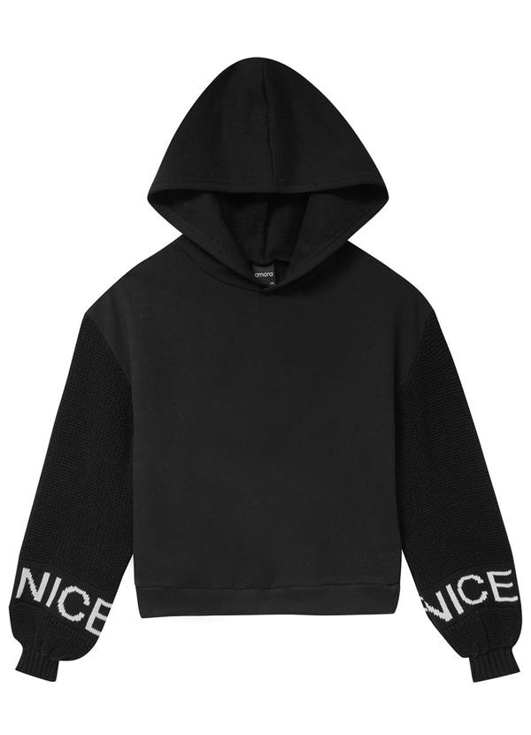 Amora - Casaco em Moletom Teen Menina Preto 2