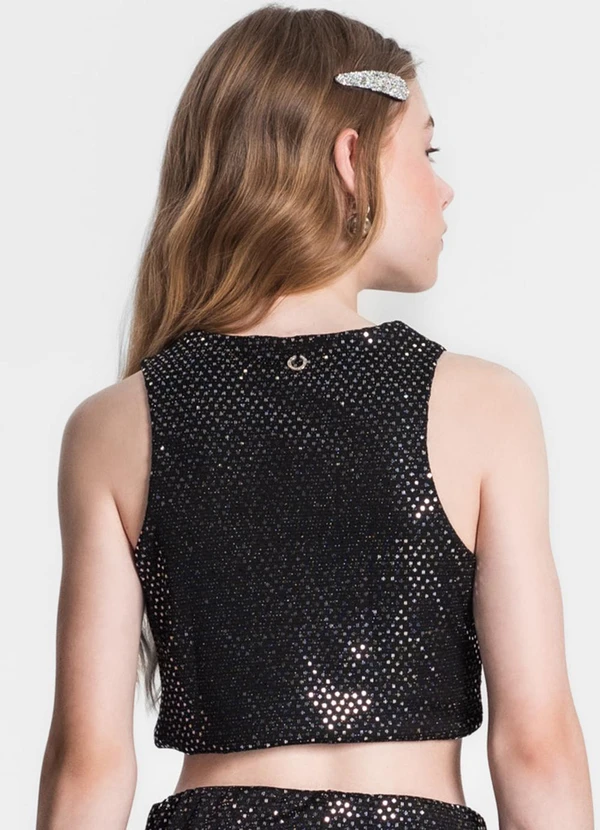 Minty - Cropped Juvenil em Lantejoula Preto 2