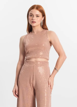 Minty - Cropped Juvenil em Lantejoula Rose Gold - MINTY