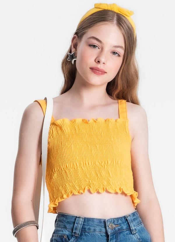 Minty - Cropped Juvenil Feminino em Crepe Amarelo