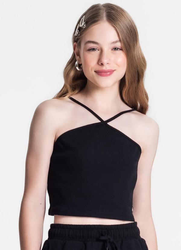 Minty - Cropped Juvenil Feminino em Ribana Preto