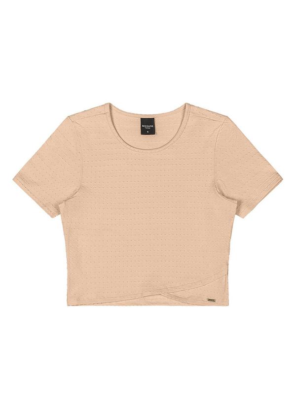 Outlet - Cropped Textura Poá Teen Feminino Bege