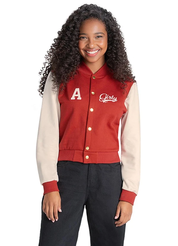 Jaqueta College Feminino Vermelho Alenice