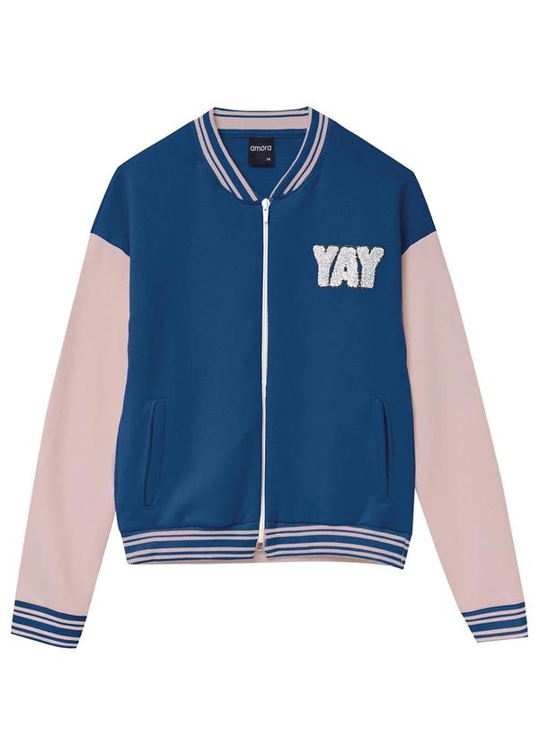 Amora - Jaqueta em Moletom Teen Menina Azul