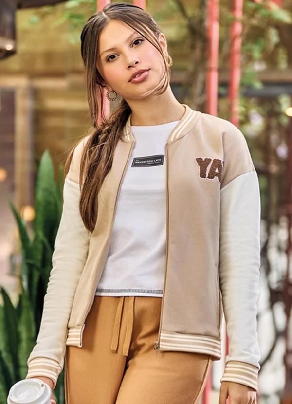 Amora - Jaqueta em Moletom Teen Menina Bege