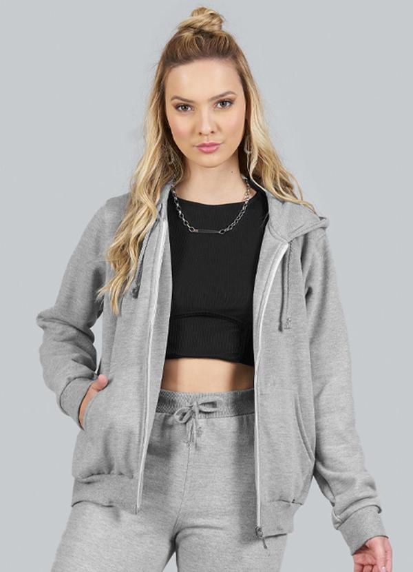 Soft Bonni - Jaqueta Teen Feminino Moletom Cinza