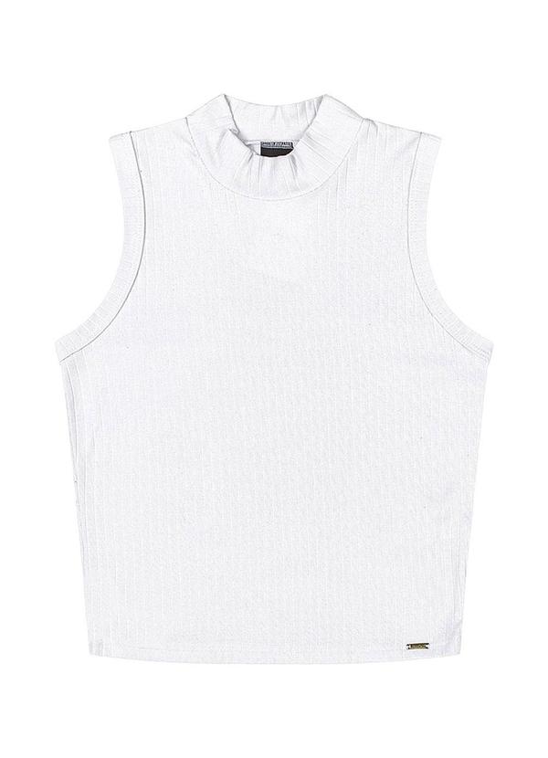 Outlet - Regata Canelada Gola Alta Teen Feminino Branco