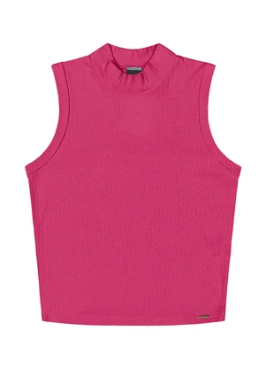 Outlet - Regata Canelada Gola Alta Teen Feminino Rosa  - OUTLET