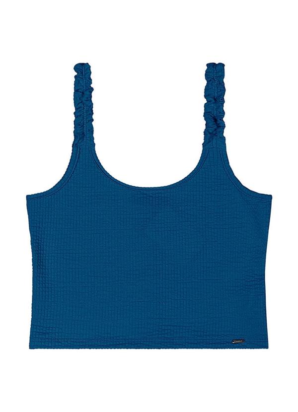 Rezzato - Regata Cropped Alça Frufru Teen Feminino Azul