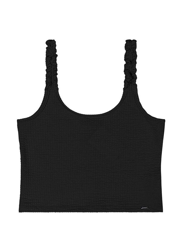 Rezzato - Regata Cropped Alça Frufru Teen Feminino Preto