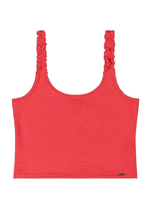 Rezzato - Regata Cropped Alça Frufru Teen Vermelho