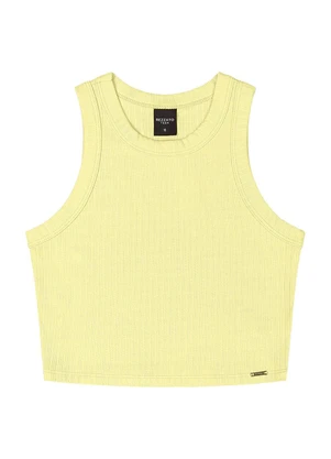 Outlet - Regata Cropped Canelada Teen Feminino Amarelo - OUTLET