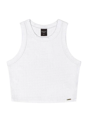Outlet - Regata Cropped Canelada Teen Feminino Branco - OUTLET