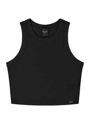 Outlet - Regata Cropped Canelada Teen Feminino Preto - OUTLET