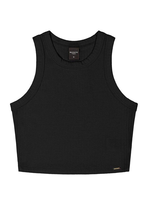 Rezzato - Regata Cropped Canelada Teen Feminino Preto