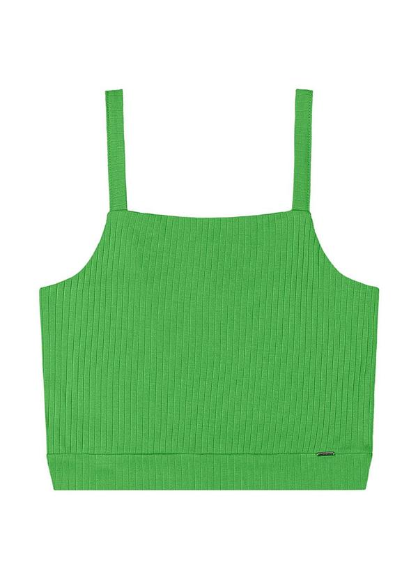 Rezzato - Regata Cropped Canelado Alça Fina Teen Verde