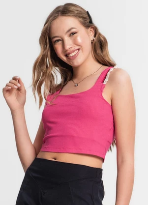 Minty - Regata Juvenil Feminina em Ribana Canelada Rosa - MINTY