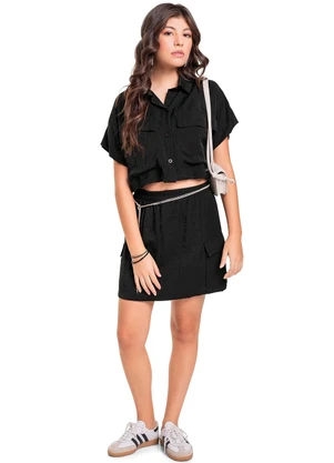 Gloss - Saia em Tecido Juvenil Preto - GLOSS