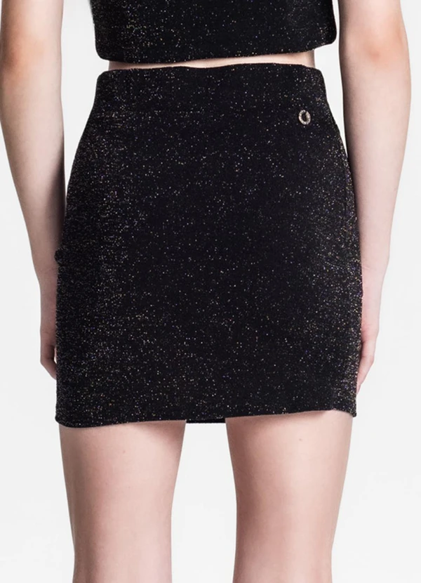 Minty - Saia Juvenil Feminina em Lurex Preto 2