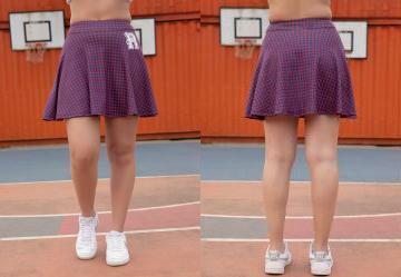 Saia Juvenil Xadrez com Estampa Flocada