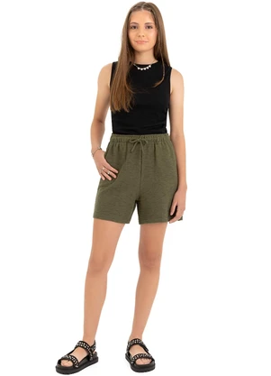 Malwee Kids - Short Amplo Texturizado Teen Verde Militar - MALWEE KIDS