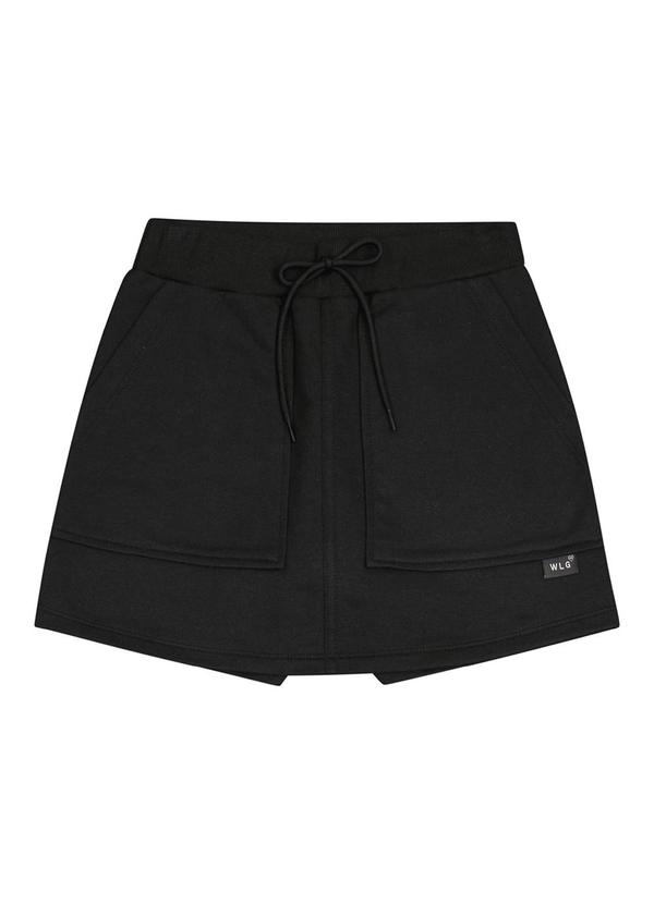 Gloss - Short-Saia Básico em Moletom Juvenil Preto