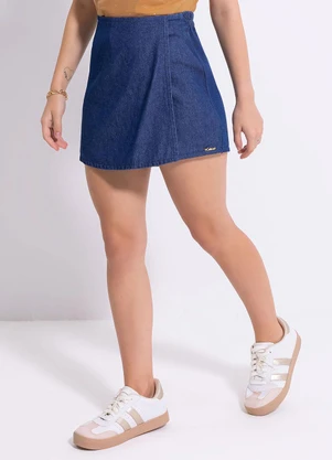 Cativa You - Short Saia em Jeans Azul - CATIVA YOU