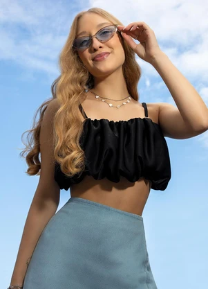 Cativa Teen - Short Saia em Jeans Azul - CATIVA TEEN