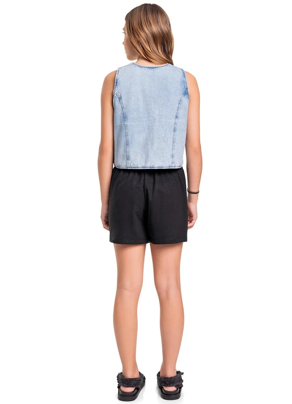 Gloss - Short-Saia em Moletom Juvenil Preto 4