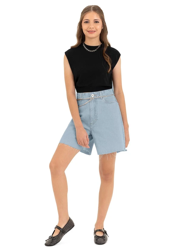 Malwee Kids - Shorts Boyfriend Jeans Teen Azul Claro 2