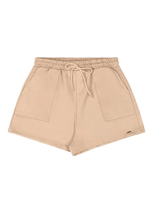 Outlet - Shorts com Bolsos Frontais Teen Feminino Bege - OUTLET