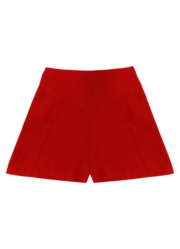 Minty - Shorts Juvenil Menina em Linho Vermelho