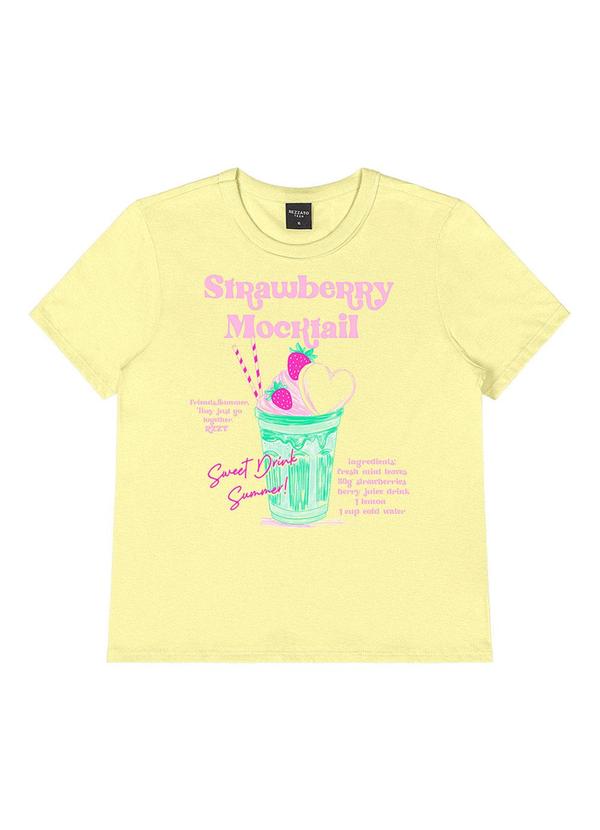 Rezzato - T-Shirt Estampa Strawberry Mocktail Teen Amarelo