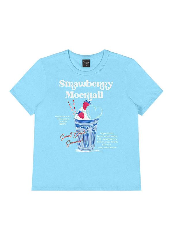 Rezzato - T-Shirt Estampa Strawberry Mocktail Teen Azul