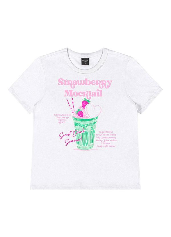 Rezzato - T-Shirt Estampa Strawberry Mocktail Teen Branco
