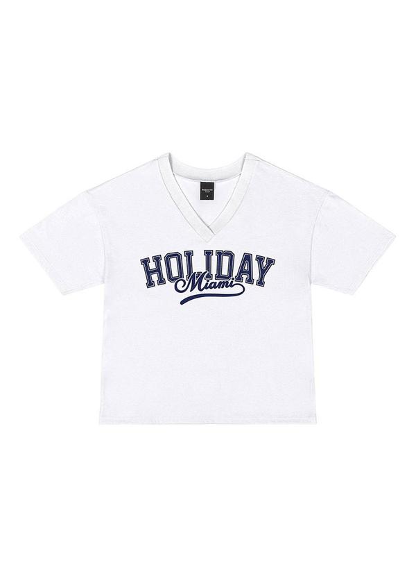 Rezzato - T-Shirt Gola V Miami Teen Feminino Branco